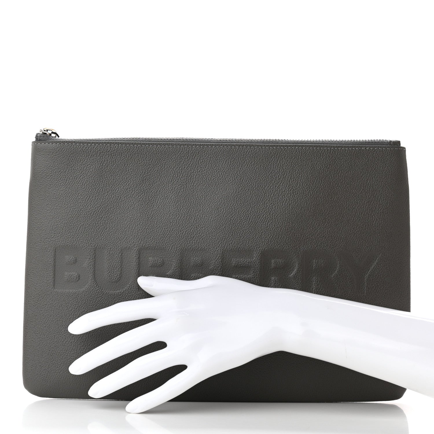 Burberry Calfskin Zip Pouch Charcoal Grey 2 of 7