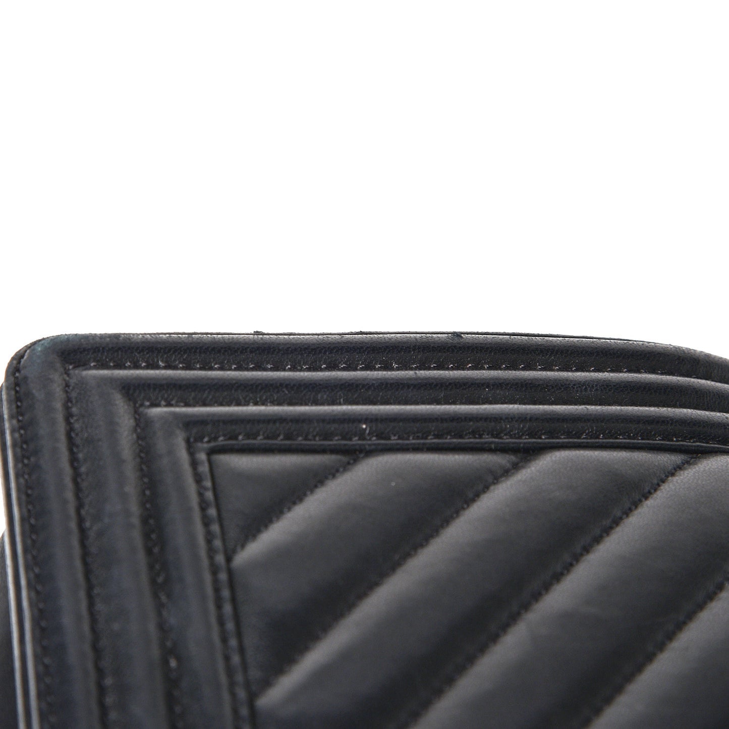 Calfskin Chevron Quilted Medium Boy Flap Black