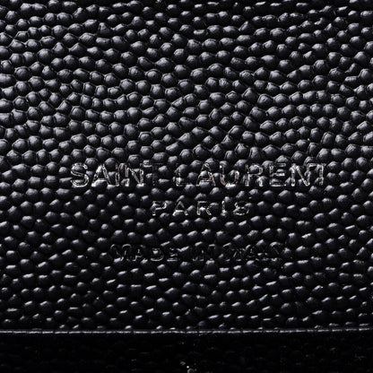 Saint Laurent Grain De Poudre Matelasse Chevron Small Monogram Envelope Wallet Black 6 of 8