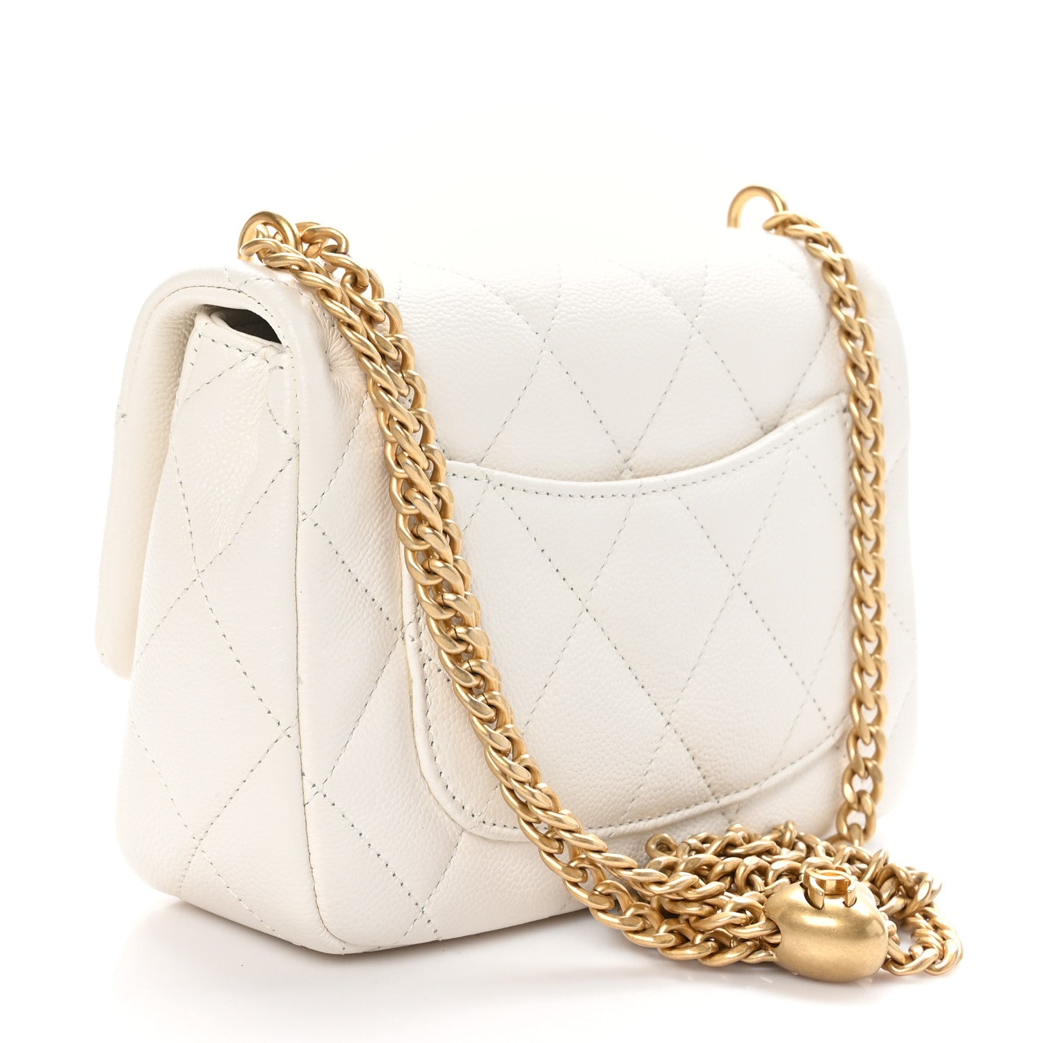 Chanel Caviar Quilted Mini Sweetheart Flap White 3 of 10