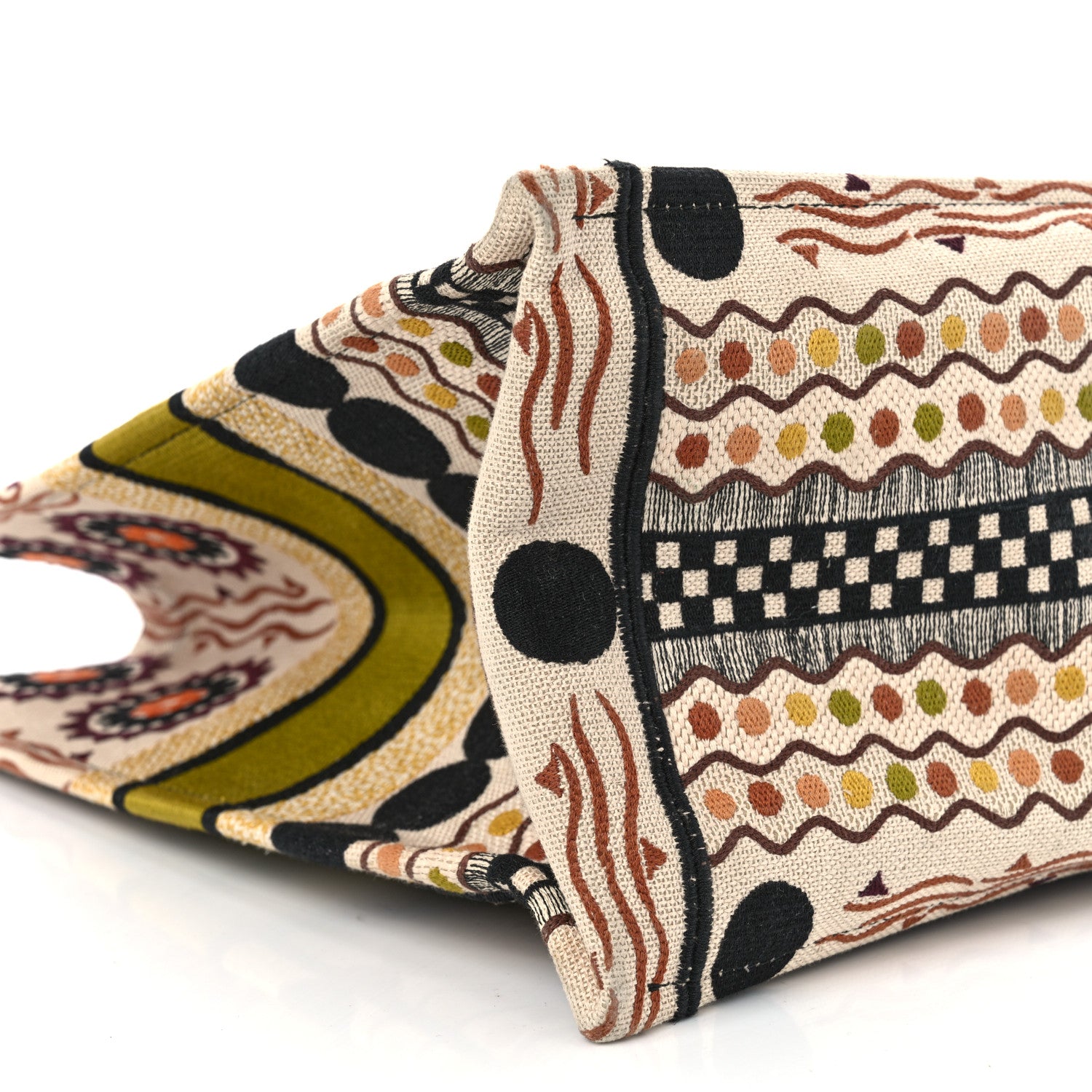 Christian Dior Canvas Embroidered Geometric Large Book Tote Multicolor 9 of 10