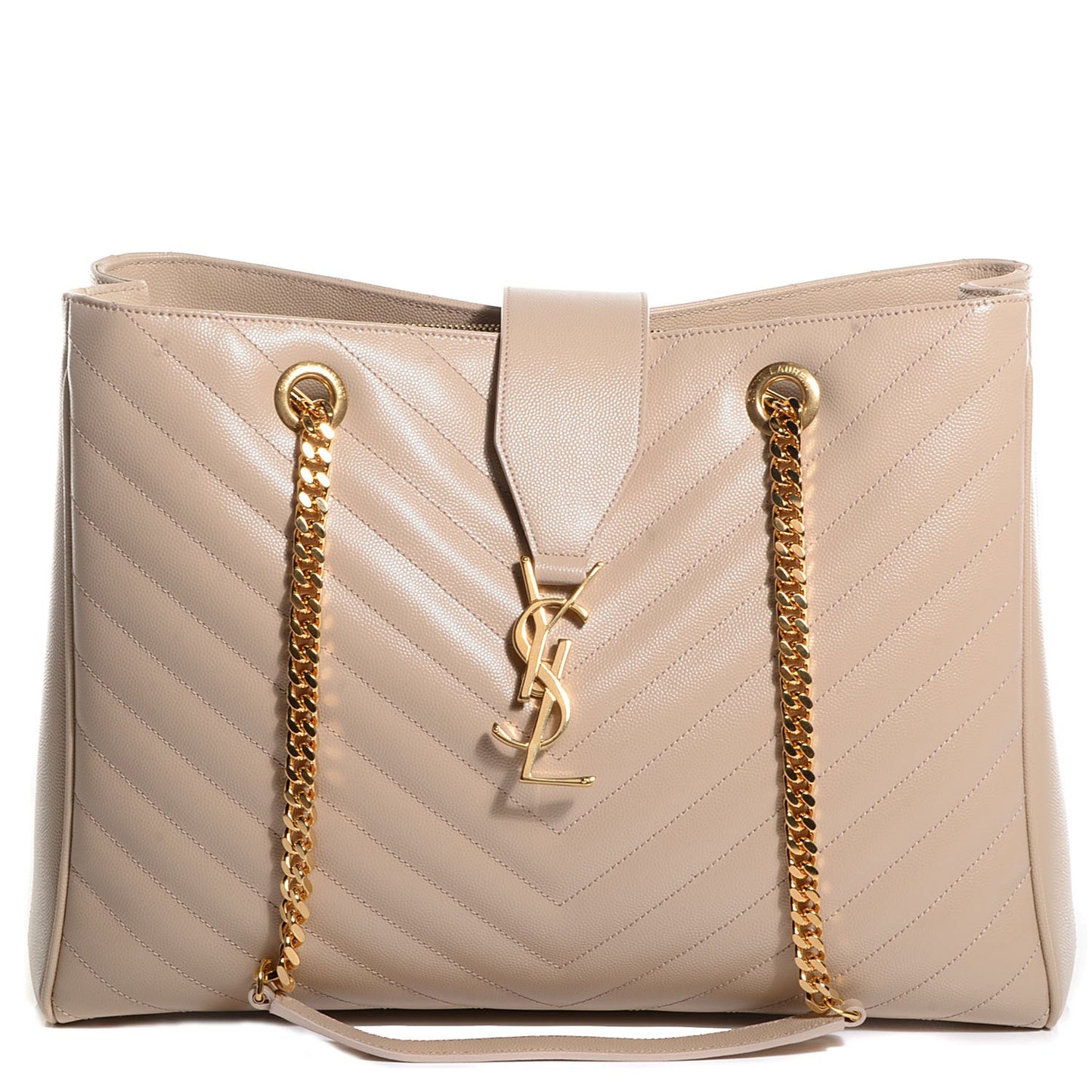 Grain De Poudre Matelasse Chevron Monogram Shopping Bag Nude