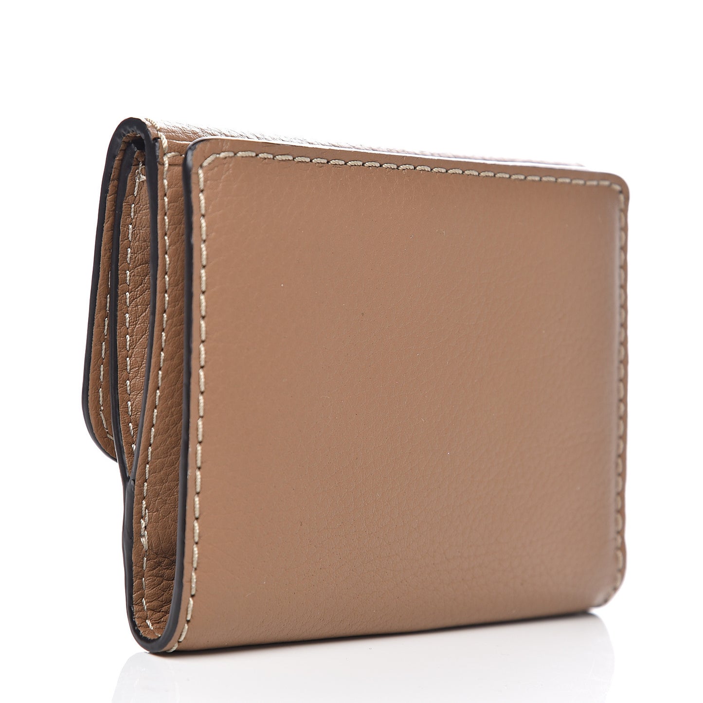 Grained Calfskin Marcie Square Wallet Nut