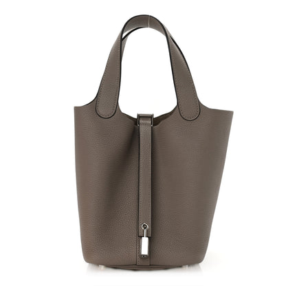 Hermes Taurillon Maurice Picotin Lock 18 PM Gris Asphalte 1 of 11