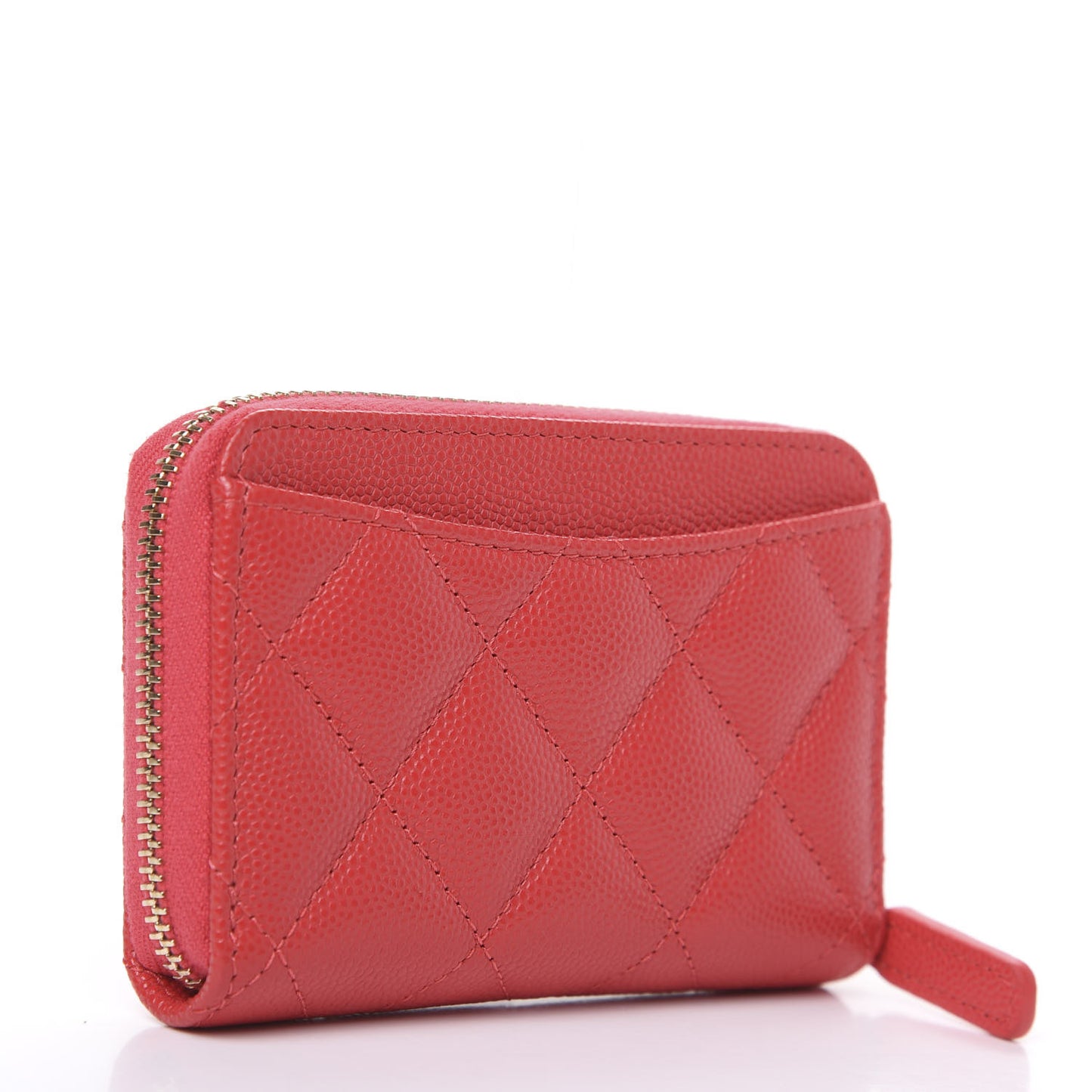 Caviar Quilted Zip Coin Purse Red