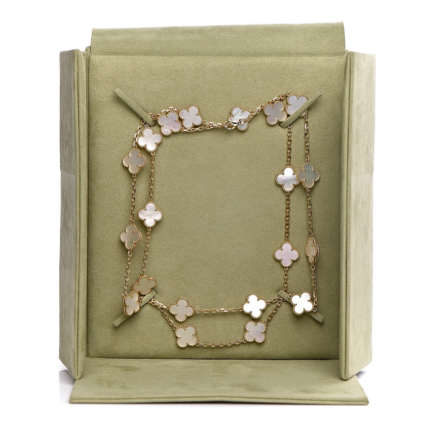 Van Cleef & Arpels 18K Yellow Gold Mother of Pearl 20 Motifs Vintage Alhambra Necklace 7 of 7