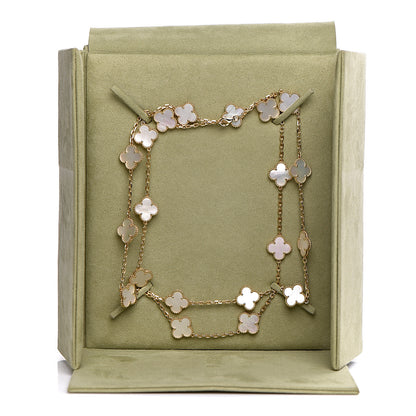 Van Cleef & Arpels 18K Yellow Gold Mother of Pearl 20 Motifs Vintage Alhambra Necklace 7 of 7