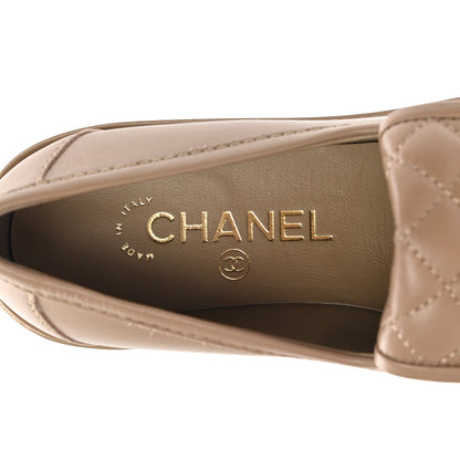 Chanel Lambskin Quilted CC Turnlock Loafers 37 Beige 7 of 9