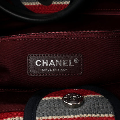 Chanel Striped Canvas Medium Deauville Tote Beige 6 of 10