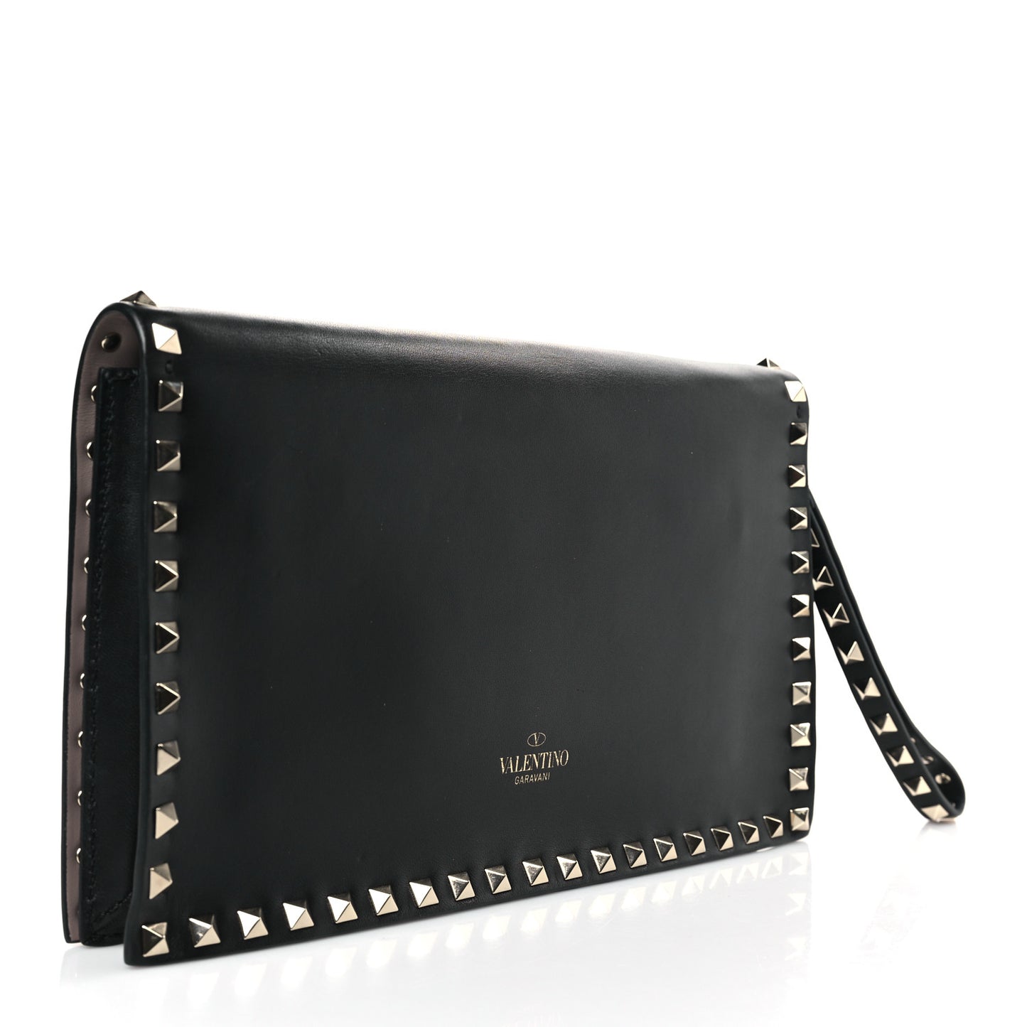 Nappa Small Rockstud Wristlet Clutch Black