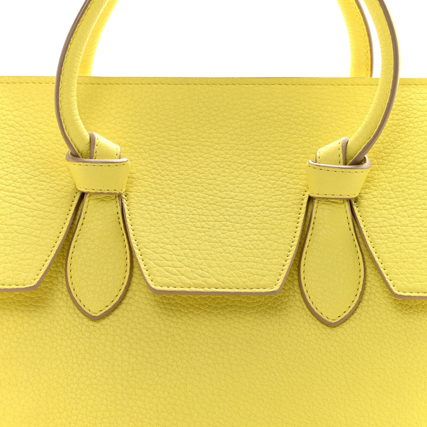 Crisped Calfskin Mini Tie Knot Tote Fluo Yellow