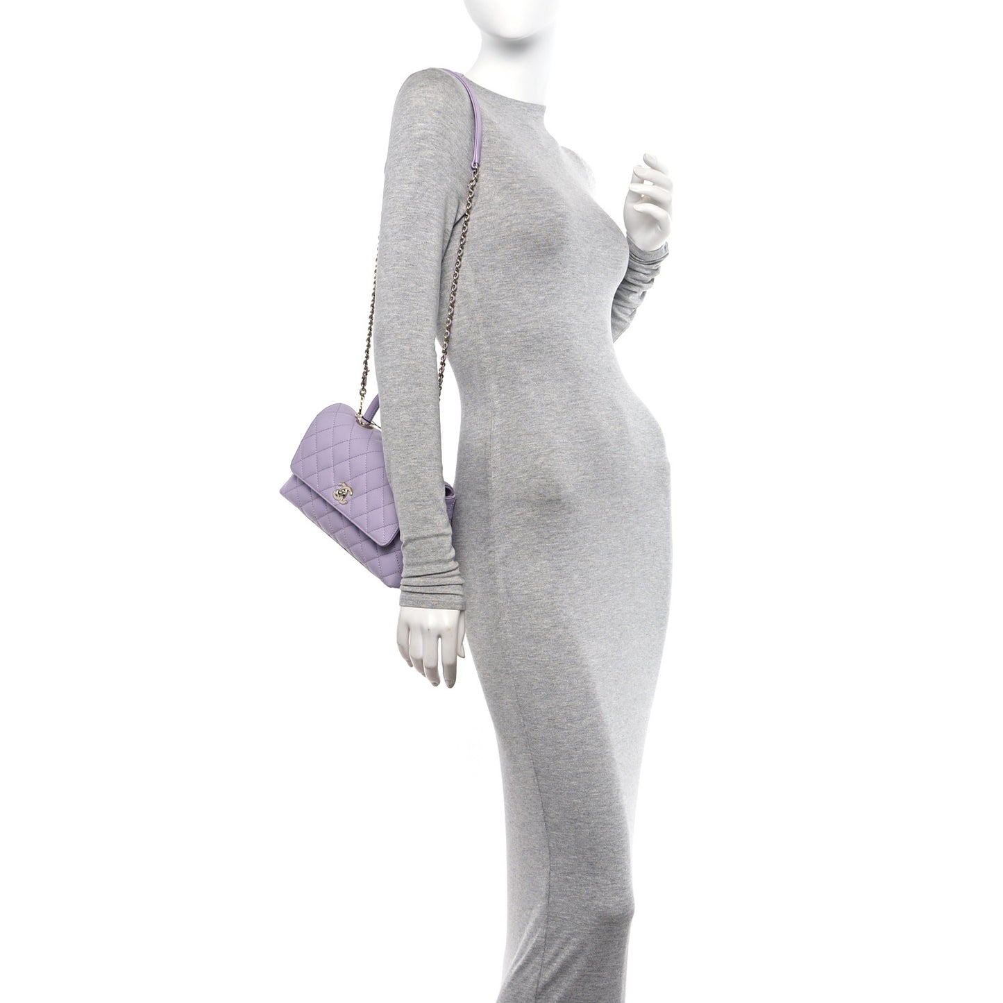 Caviar Quilted Mini Coco Handle Flap Light Purple