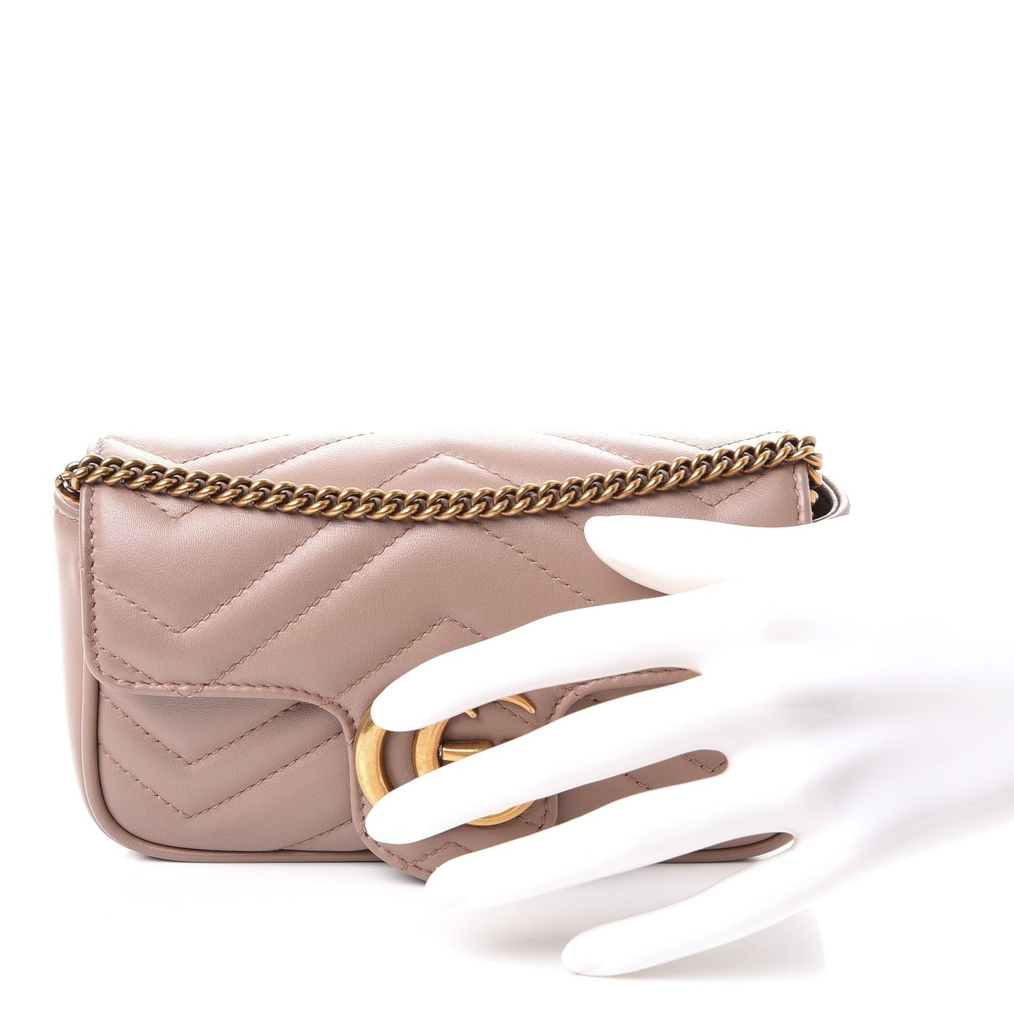 Calfskin Matelasse Super Mini GG Marmont Shoulder Bag Porcelain Rose
