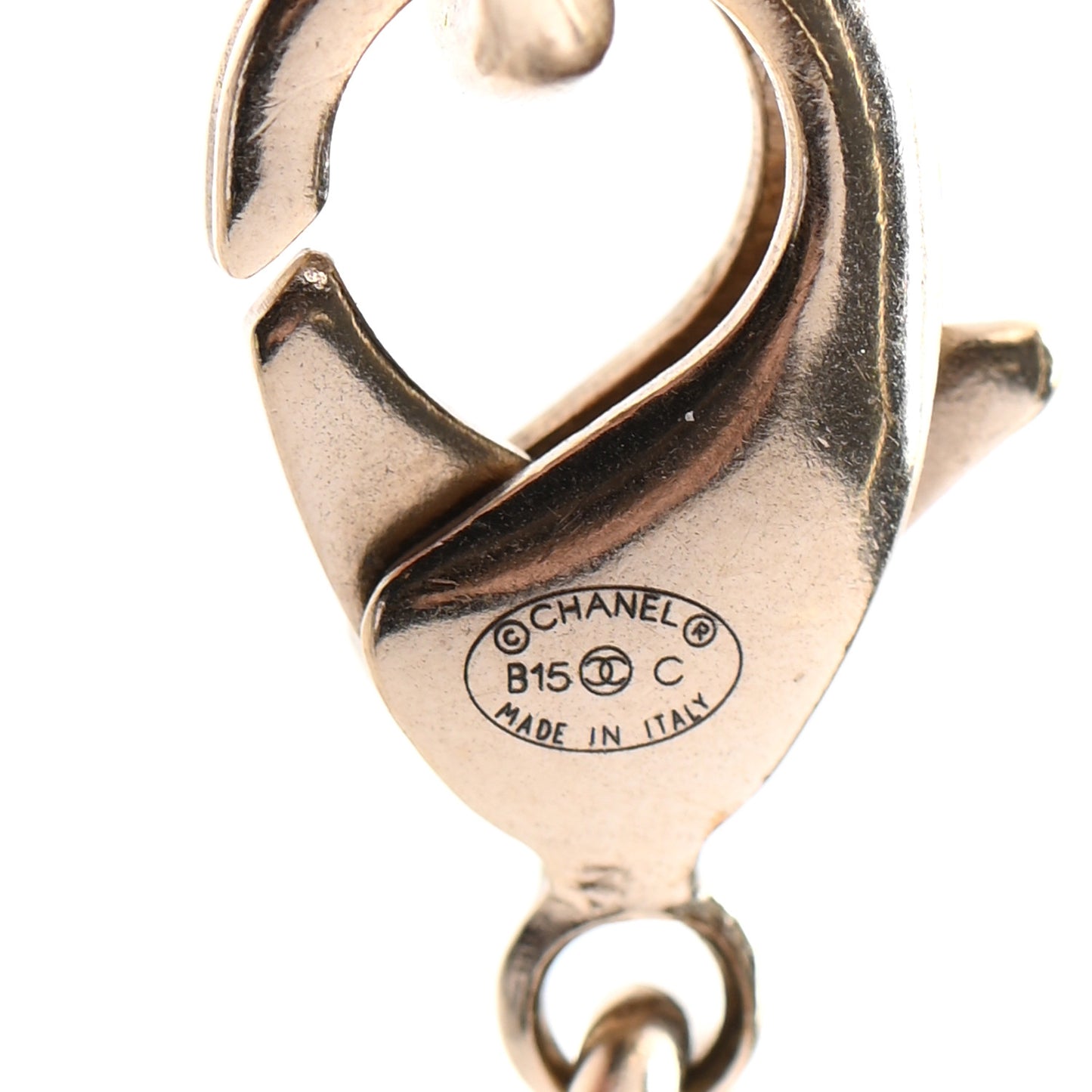 Lambskin CC Turnlock Long Necklace Gold