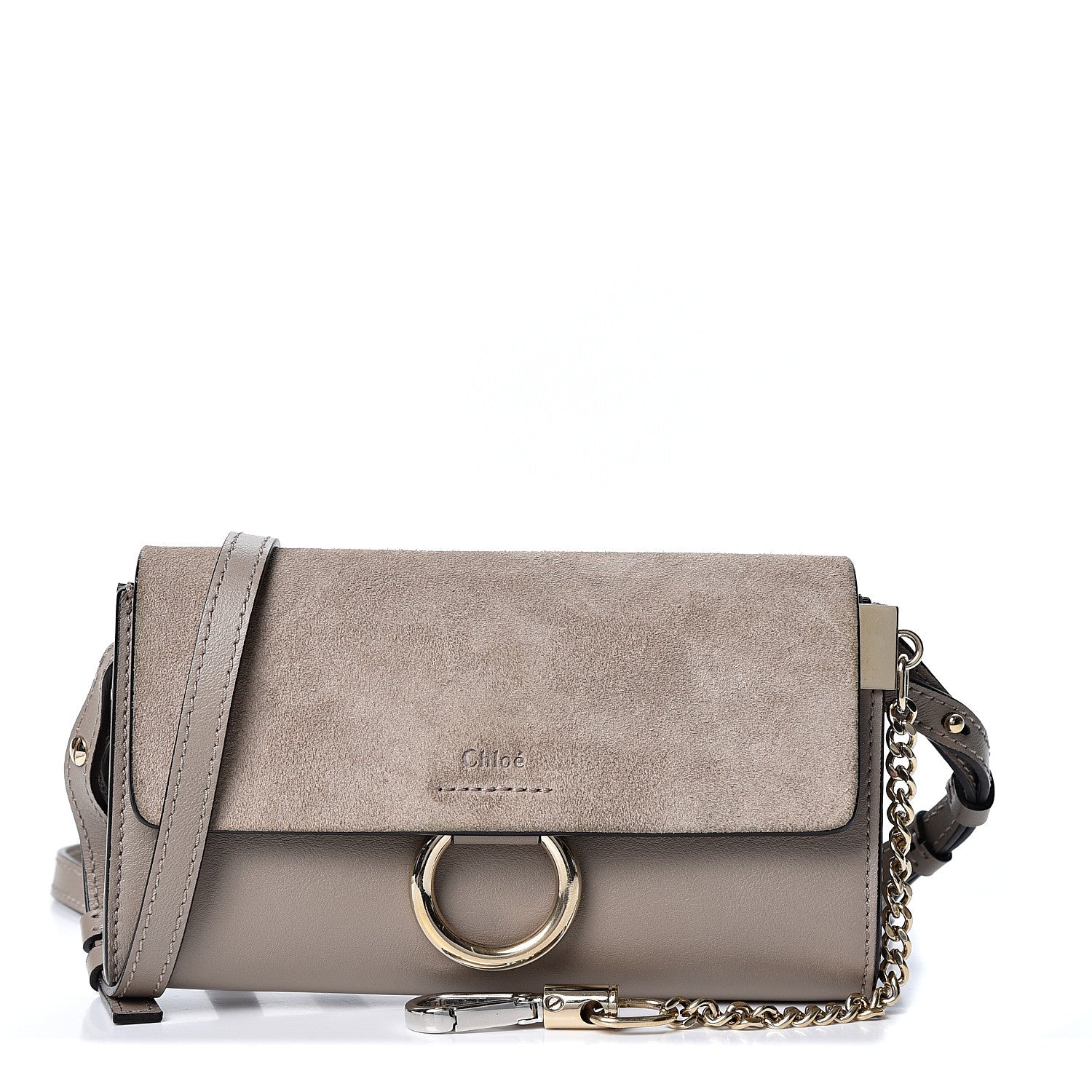 Chloe Suede Calfskin Mini Faye Shoulder Bag Motty Grey 1 of 9
