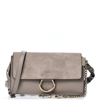 Chloe Suede Calfskin Mini Faye Shoulder Bag Motty Grey 1 of 9