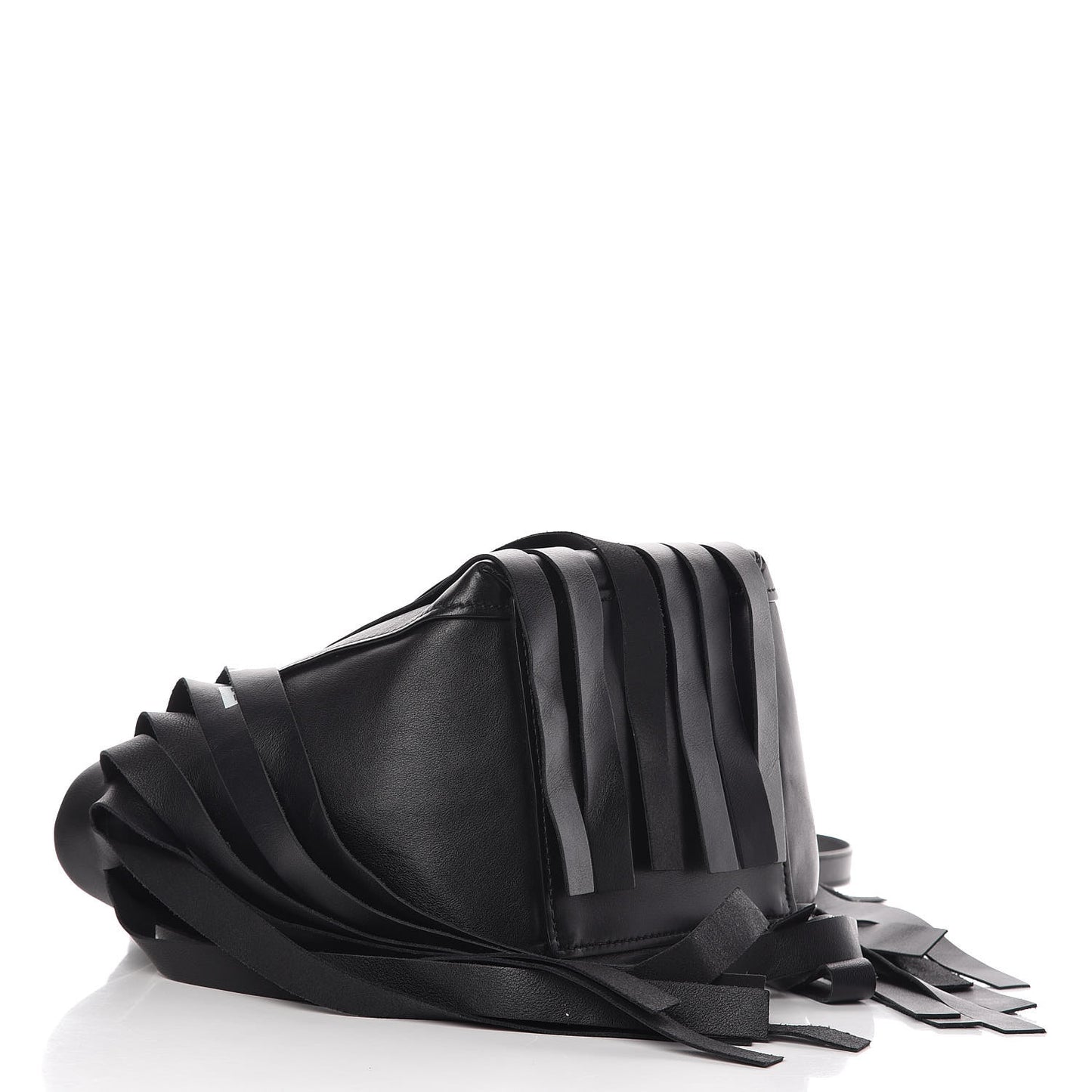 Calfskin XS Fringe Laundry Cabas Black