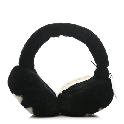 Chanel Shearling CC Ear Muffs Black White 1 of 5