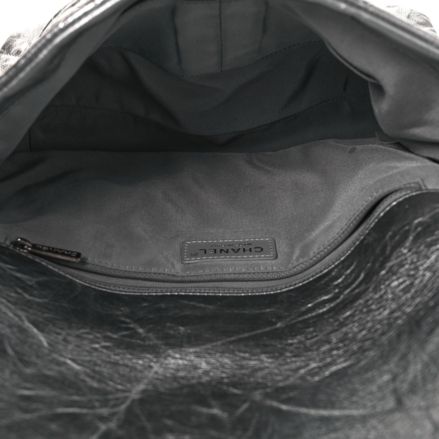 Crackled Aged Calfskin Big Bang Flap Silver