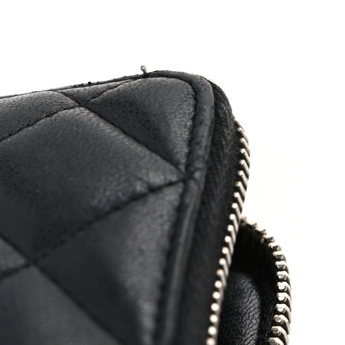 Lambskin Quilted Large Gusset Zip Around Wallet Black