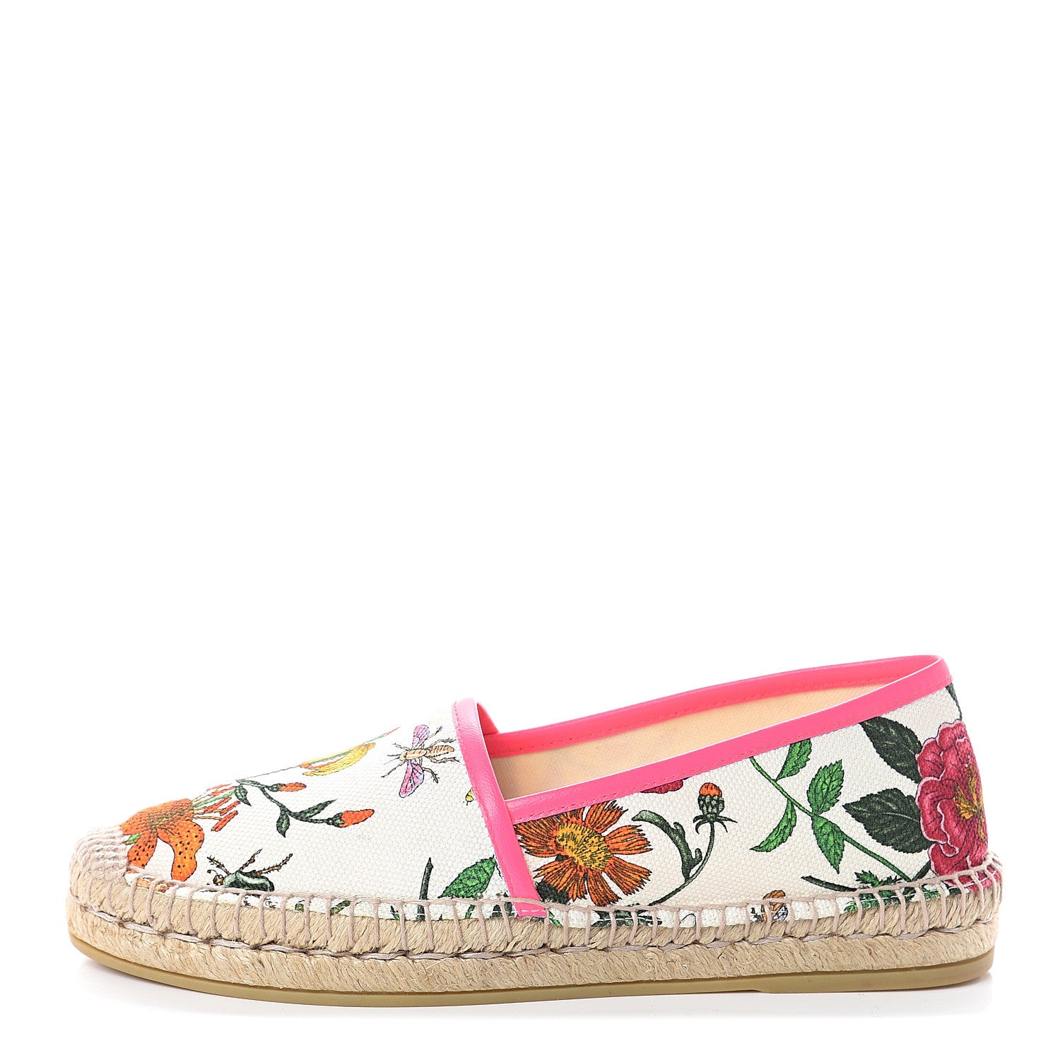 Gucci Canvas Flora Print Espadrilles 36 White Multicolor Fuxia 1 of 7