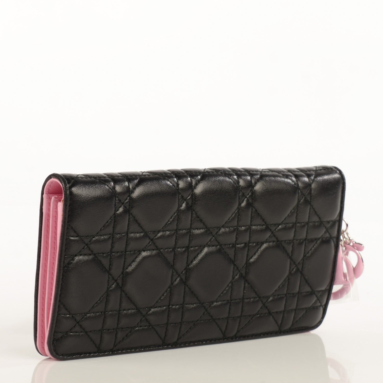 Christian Dior Lambskin Cannage Rendezvous Wallet Black 3 of 9