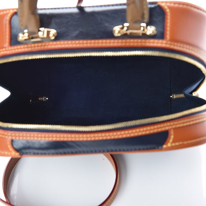 Louis Vuitton Calfskin Reverse Monogram Valisette PM Navy Caramel 5 of 12