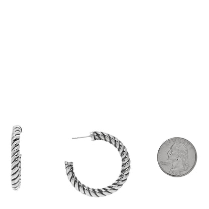 David Yurman Sterling Silver 40mm Sculpted Cable Hoop Earrings 2 of 4