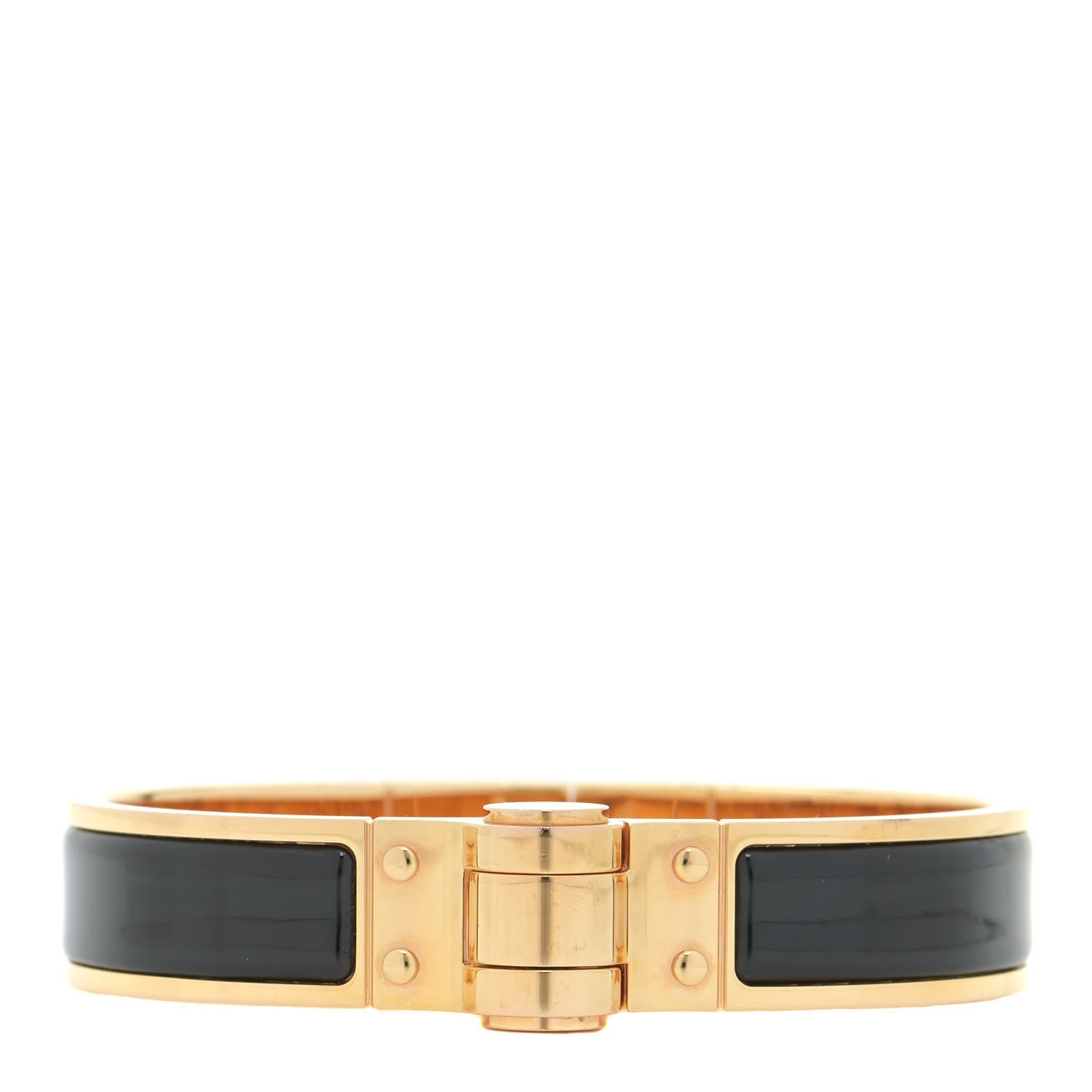 Hermes Enamel Charniere Uni Narrow Hinged Bracelet S Black 1 of 8