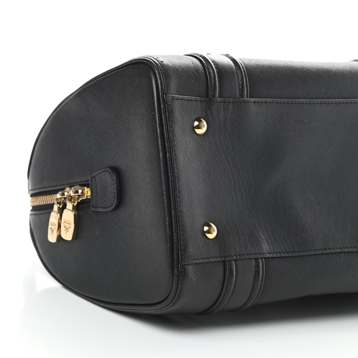 MCM Grained Calfskin Studded Boston Bag Black 9 of 14