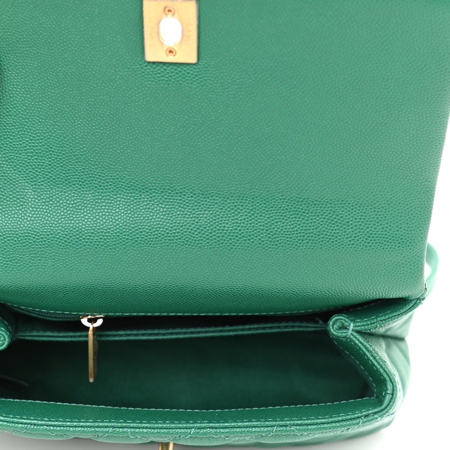 Caviar Quilted Mini Coco Handle Flap Green