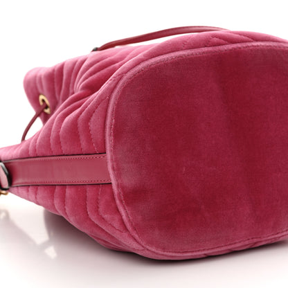 Gucci Velvet Matelasse GG Marmont Bucket Bag Light Raspberry Rose 11 of 16