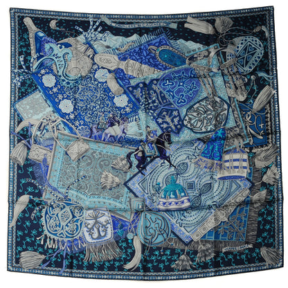 Hermes Silk Cavaliers du Caucase Scarf 90 Marine Gris Turquoise 2 of 6