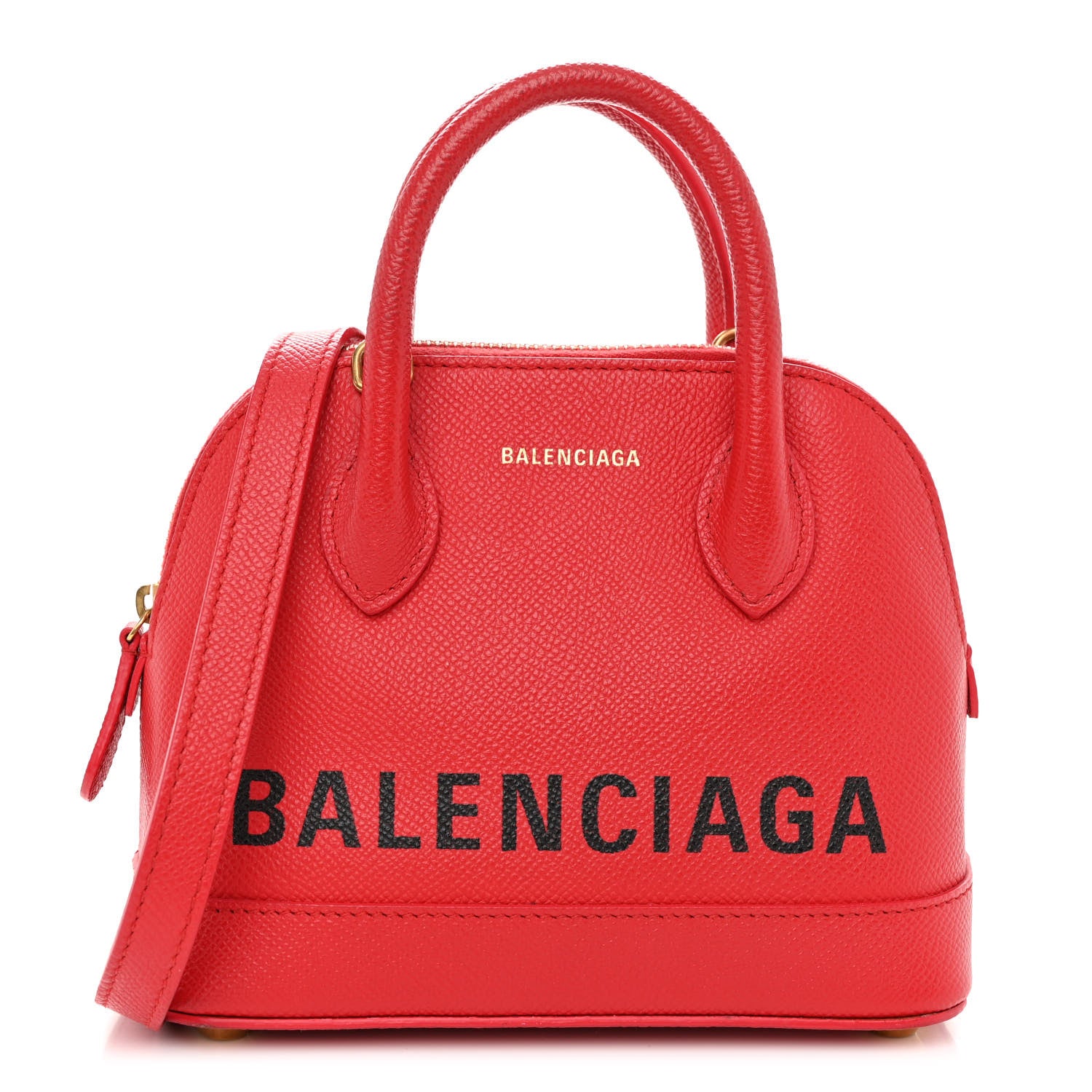 Balenciaga Signature Grained Calfskin Logo XXS Ville Top Handle Bag Rouge Coquelicot Black 1 of 8