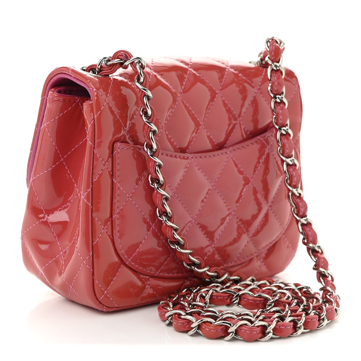 Patent Quilted Mini Square Flap Pink