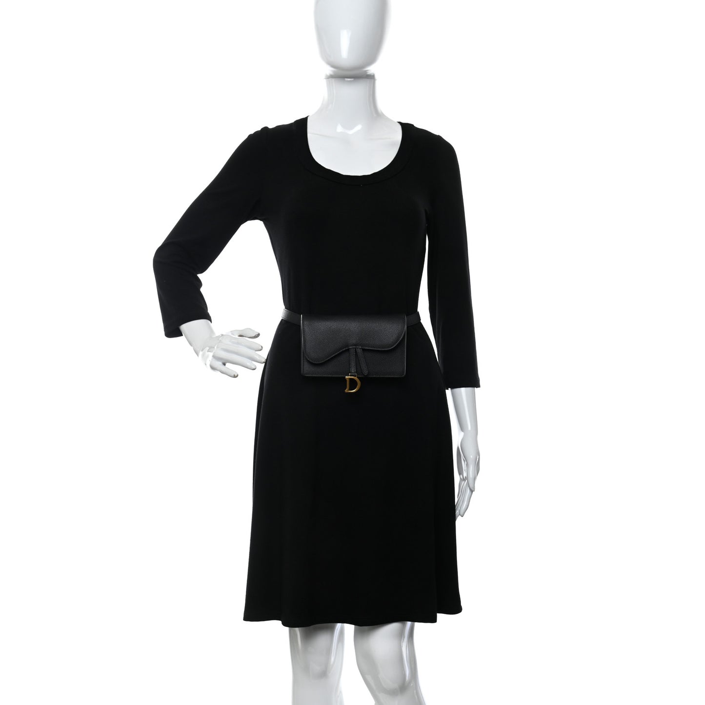 Grained Calfskin Saddle Belt Clutch Black