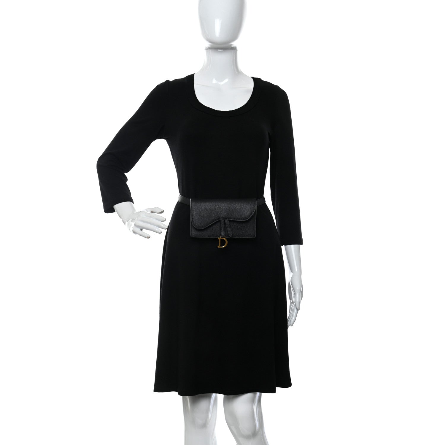 Christian Dior Grained Calfskin Saddle Belt Clutch Black 2 of 11