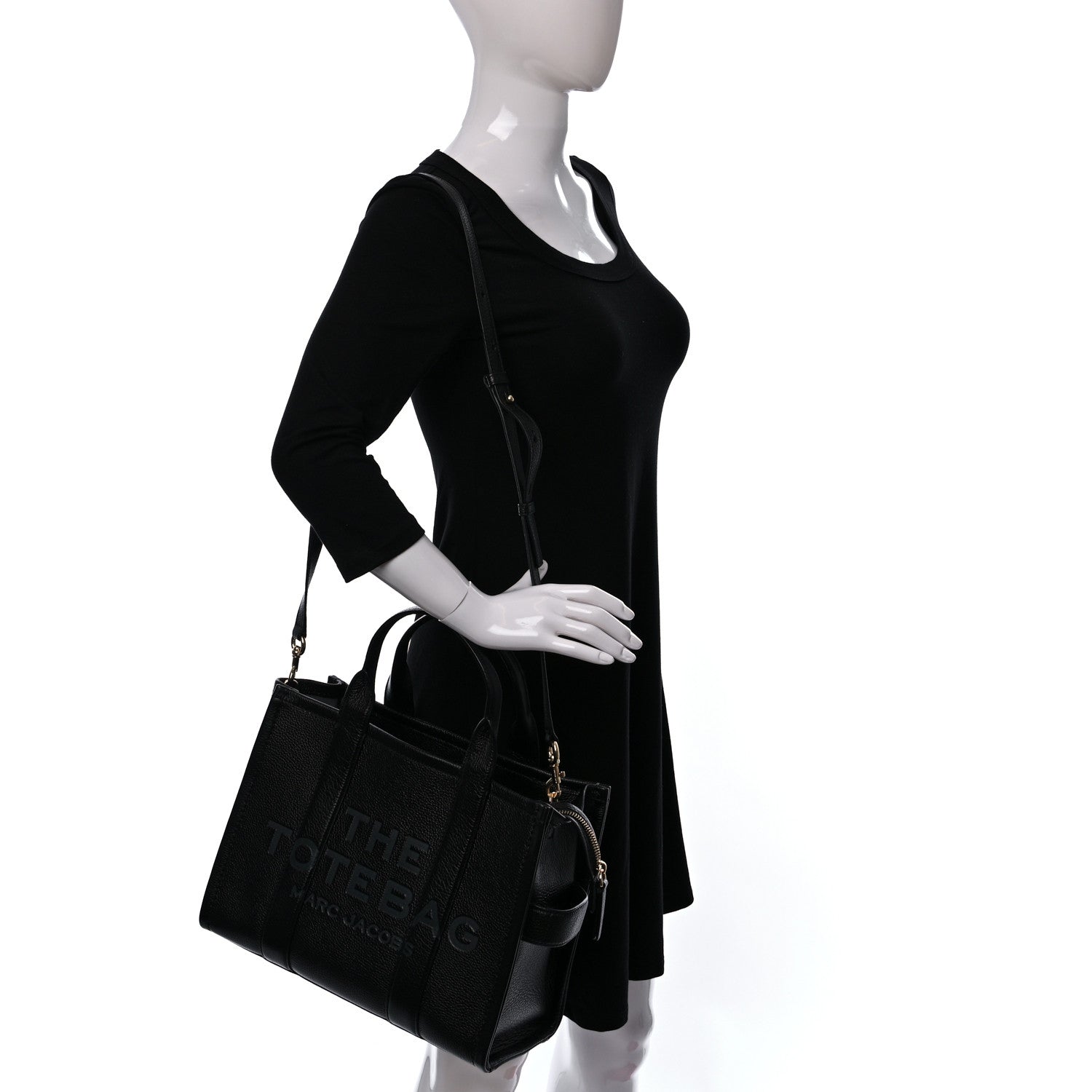 Marc Jacobs Grained Calfskin Medium The Tote Bag Black 2 of 9