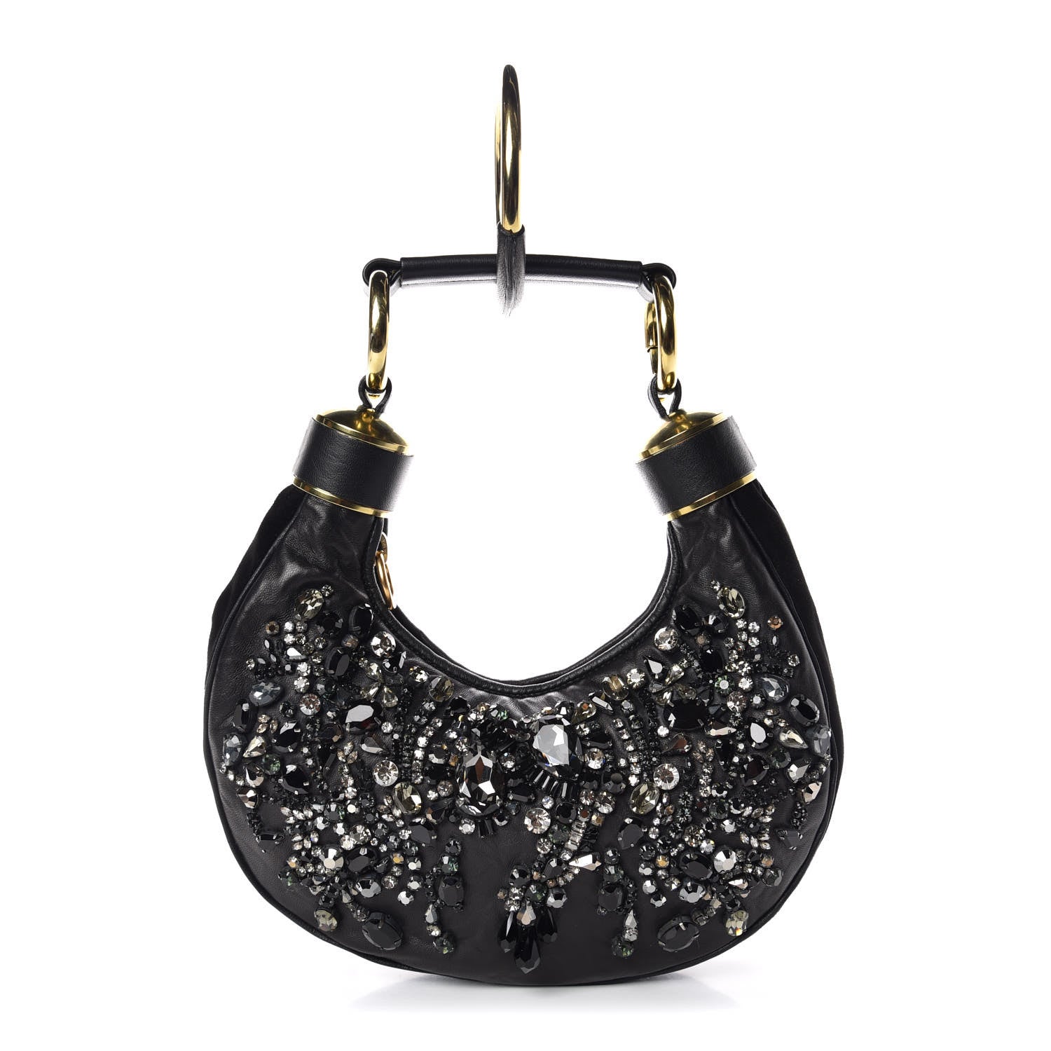 Chloe Lambskin Suede Crystal Beaded Bracelet Bag Black 1 of 9