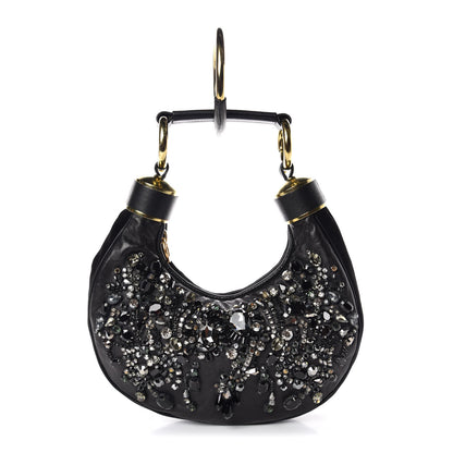 Chloe Lambskin Suede Crystal Beaded Bracelet Bag Black 1 of 9