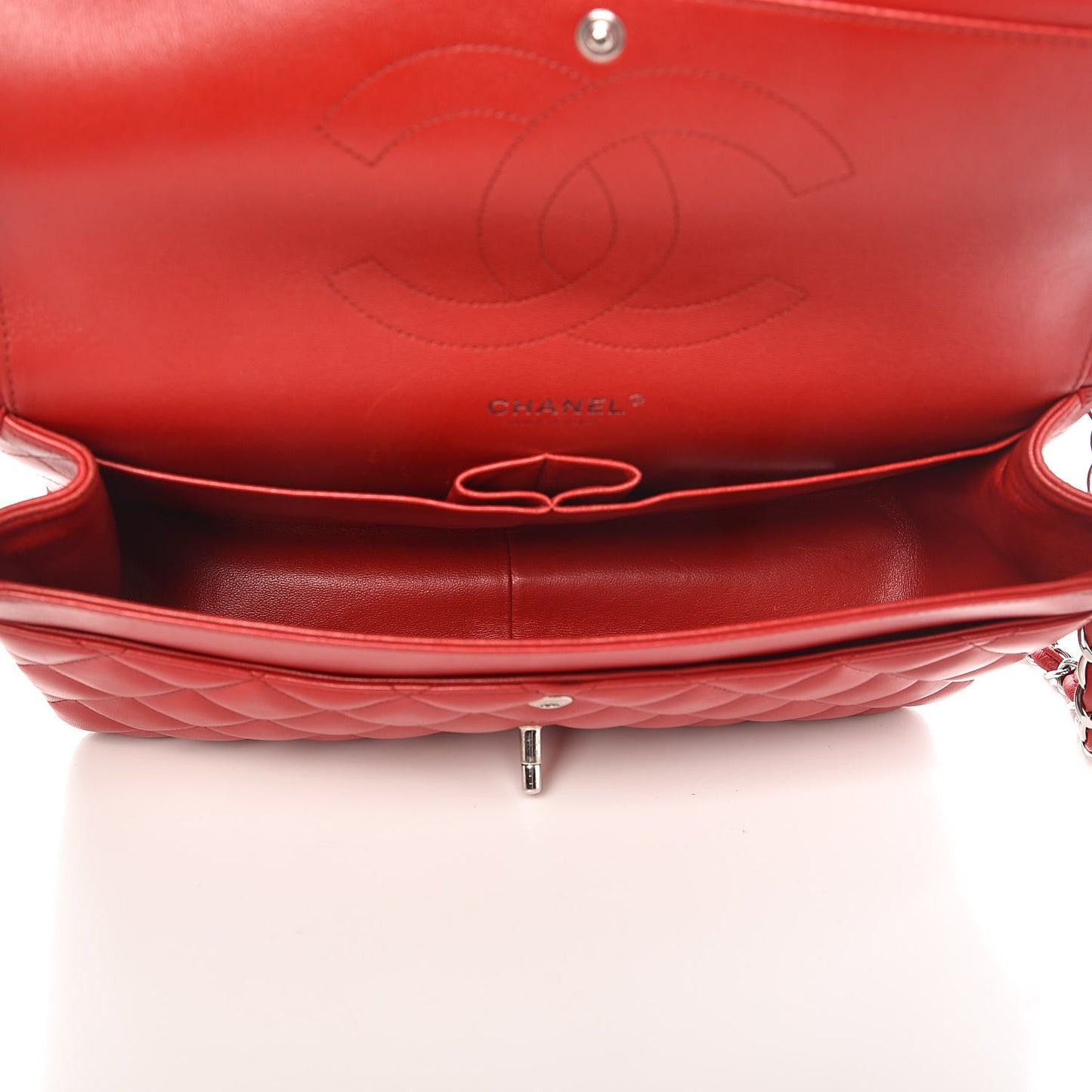 Lambskin Quilted Jumbo Double Flap Red