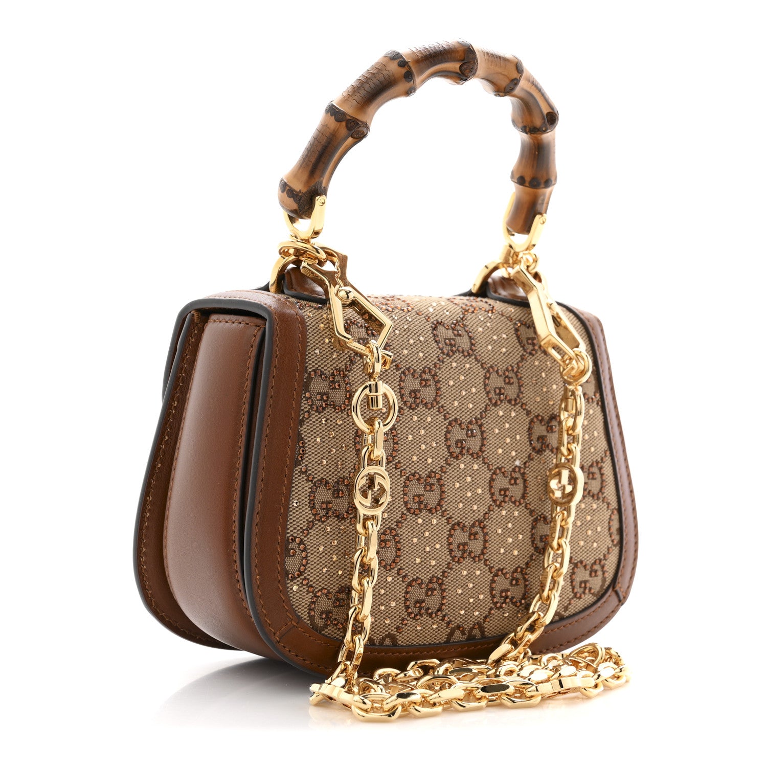 Gucci New Canvas Charisma Calfskin Crystal GG Monogram Small