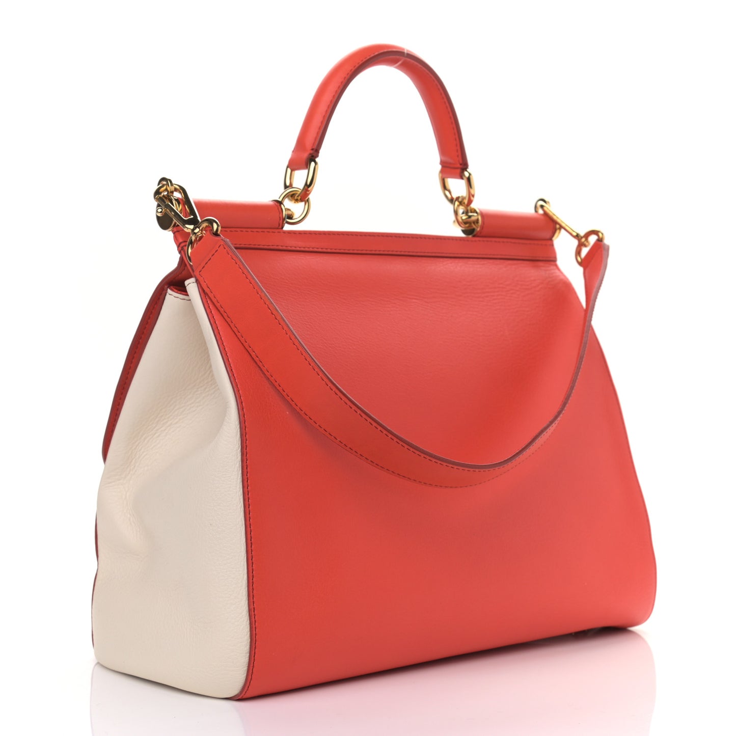 Calfskin Bi-Color Medium Miss Sicily Satchel Red White