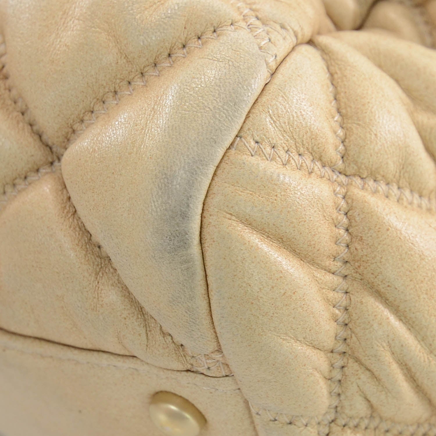 Chanel Lambskin Bubble Quilt Bowler Beige 6 of 12