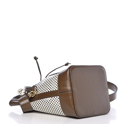 Fendi Vitello Liberty Glossy Lambskin F is Fendi Perforated Large Mon Tresor Bucket Bag White Ice Rust Maya 4 of 11