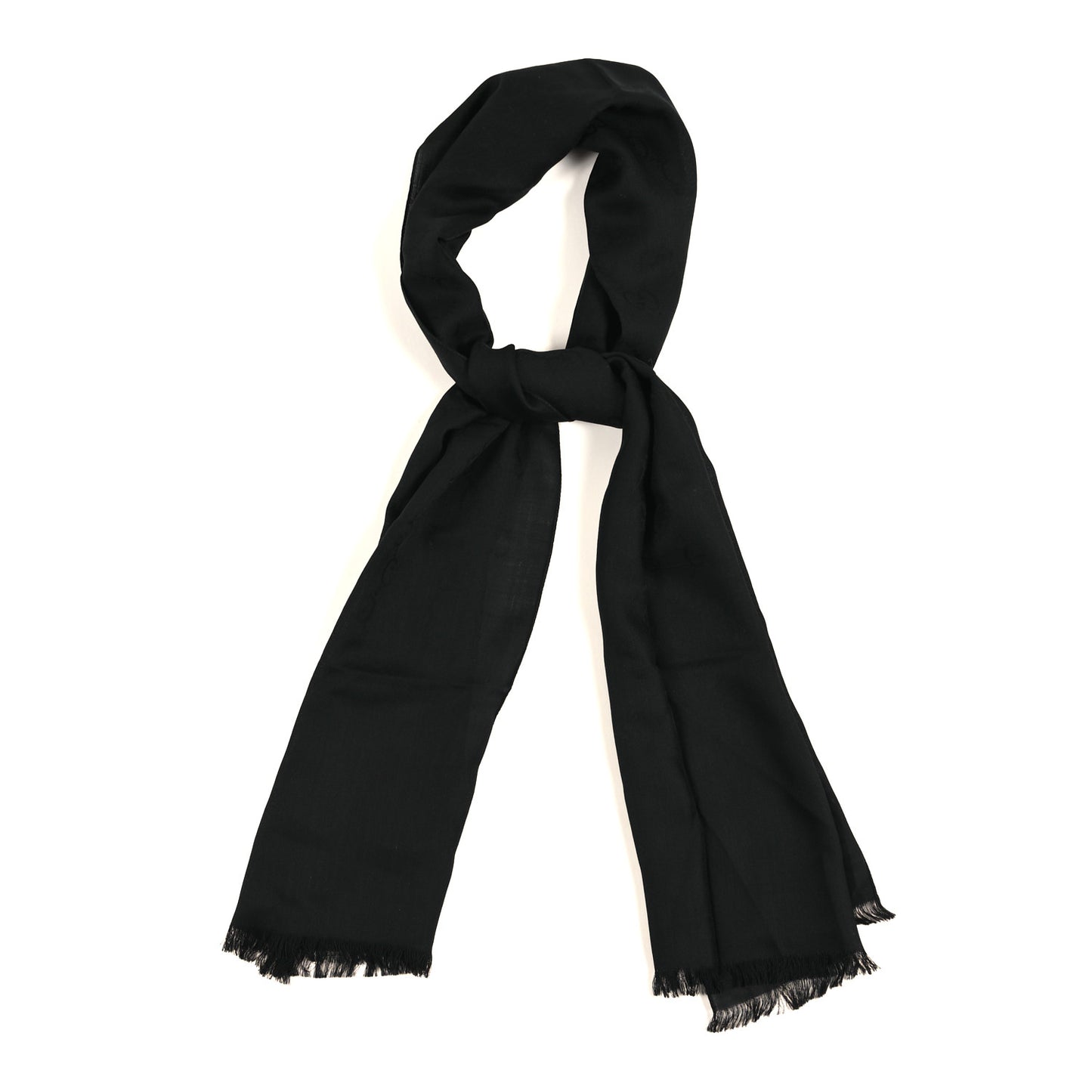 Wool Silk GG Monogram GGNat Scarf Black