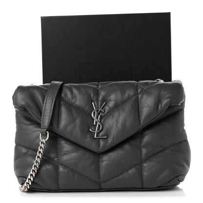 Saint Laurent Lambskin Quilted Toy Loulou Puffer Monogram Chain Satchel Fog 11 of 11
