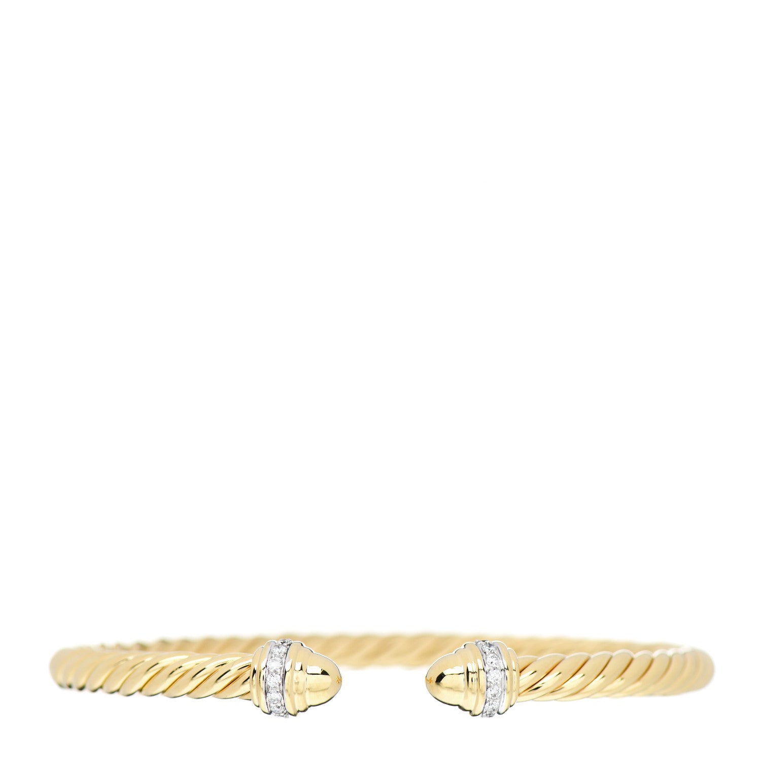 David Yurman 18K Yellow Gold Diamond 5mm Cable Classics Dome Bracelet 1 of 3
