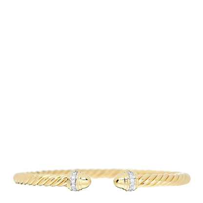David Yurman 18K Yellow Gold Diamond 5mm Cable Classics Dome Bracelet 1 of 3