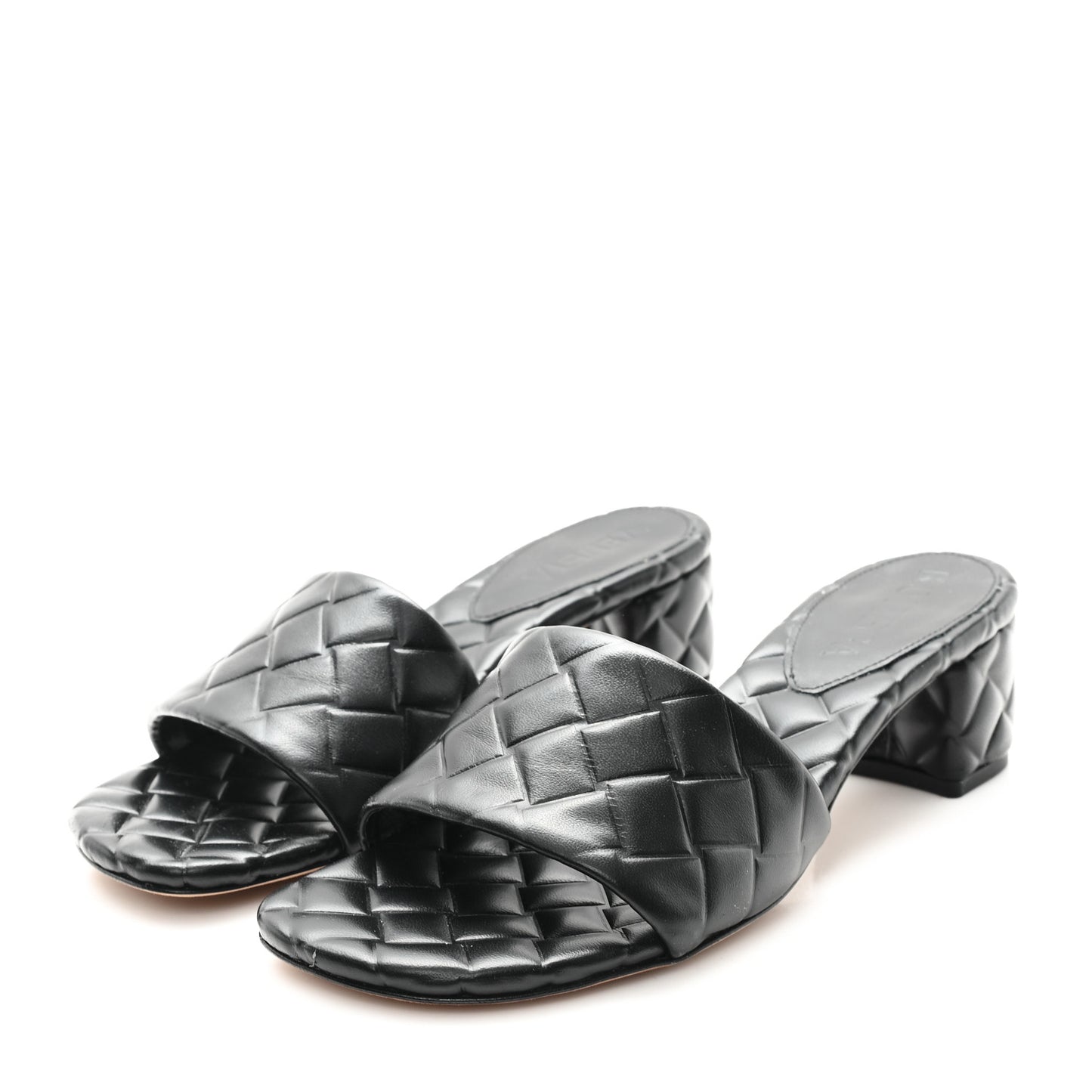Lambskin Weaving Effect Amy Sandals 38.5 Black